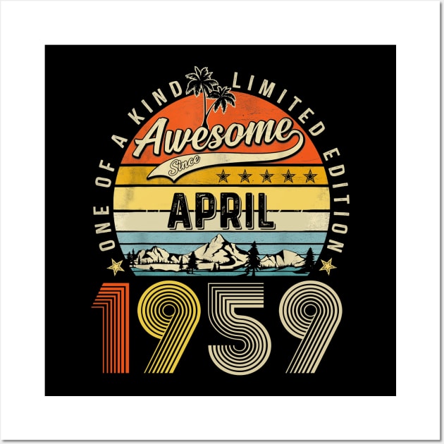 Awesome Since April 1959 Vintage 64th Birthday Wall Art by cogemma.art